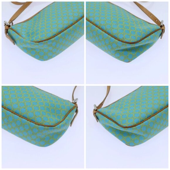 CELINE Macadam Canvas Accessory Pouch Light Blue Yellow Brown Auth - Picture 16 of 16